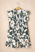 Bohemian Floral Print Flutter Sleeve Button Detail Ruffled Hem Mini Dress